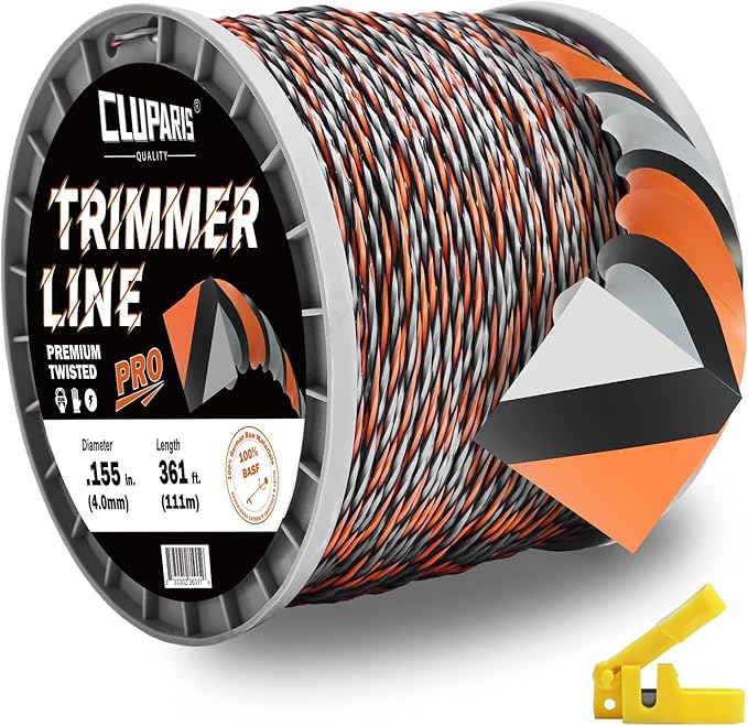 Cluparis 3-Pound Super Heavy Duty Trimmer Line .155-Inch-by-361-ft Twist Pro Trimmer Line Spool 3-Component Tri-Extrusion Weed Eater String with Super Line Cutter