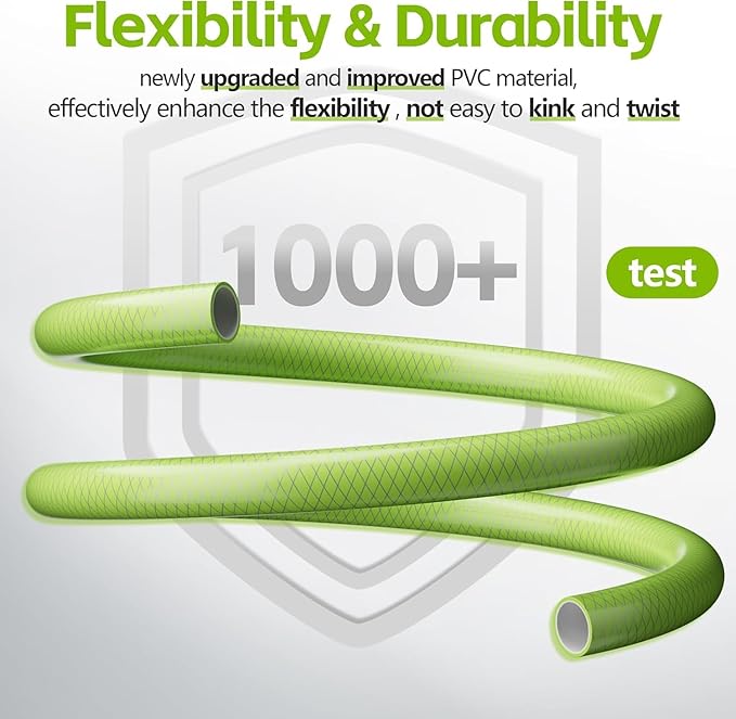 SPECILITE Flexible Garden Water Hose 25 Ft, Heavy Duty, Lightweight and Leak-Proof Pipe× 1/2 In, 3/4" Brass Swivel Fittings,Burst 600 PSI, Non-Expandable, Kink-Proof, For Car, Yard, Outdoor, Lawn