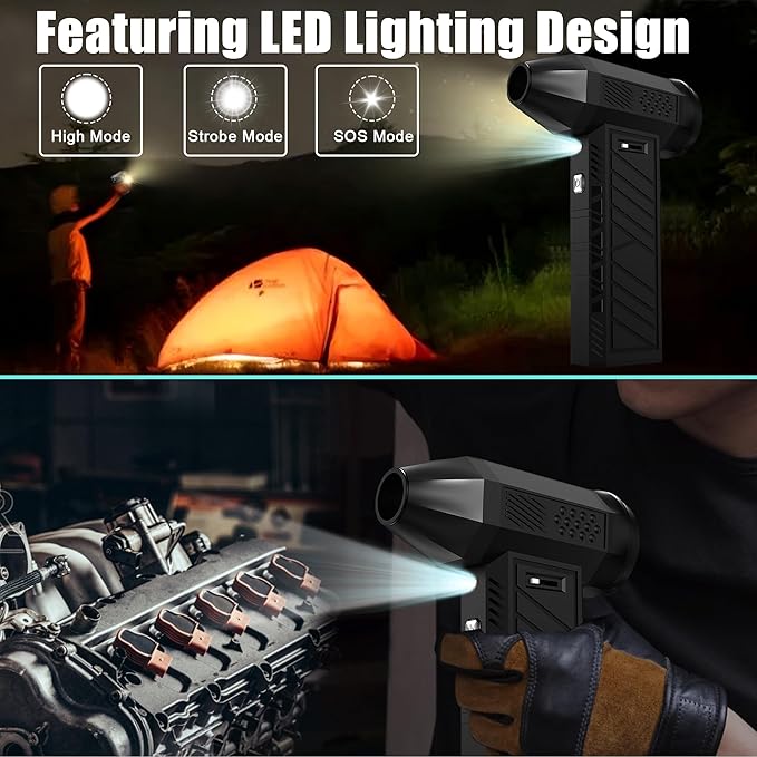 Compressed Air Duster, 180000RPM Electric Air Duster for Cleaning Keyboard&PC, Compressed Air Duster for PC with Illumination, Air Blower dusters for Laptop, Car and Home