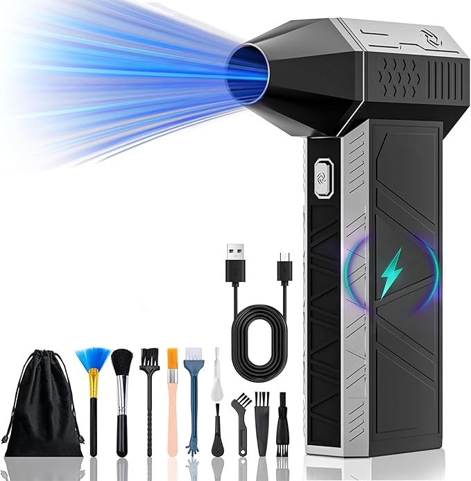Electric Air Duster-130000RPM Super Power Cordless Air Duster, Rechargeable Brushless Motor Durable Blower, 3-Gear Adjustable Dust Blower for Computer, Keyboard, Outdoor, House and Car