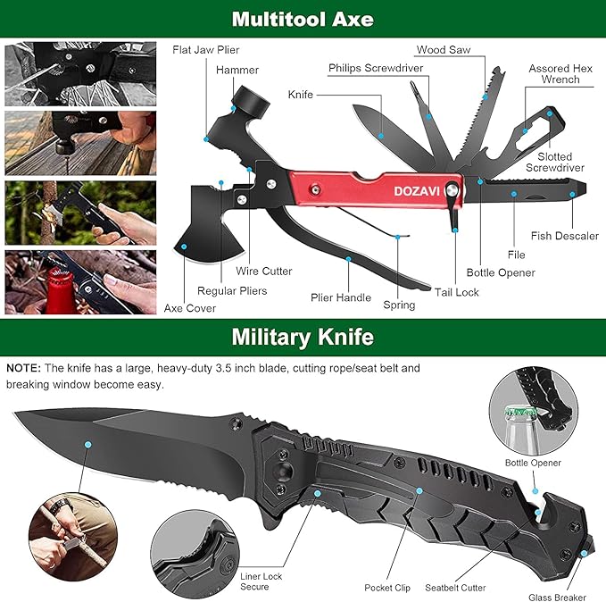 Survival Kits, Gift for Men Dad Husband, 142 in 1 First Aid Kit, Emergency Kits, Survival Gear and Equipment with Molle Pouch for Camping Hiking Outdoor