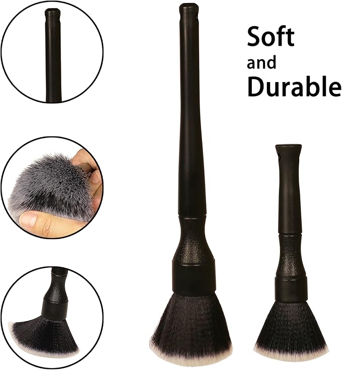 Car Detailing Brush Set, 7 Pcs Natural Bristles Car Detailing Kit for Automotive Interior, Air Conditioning Vents, Engine Bays, Dashboard and Wheels