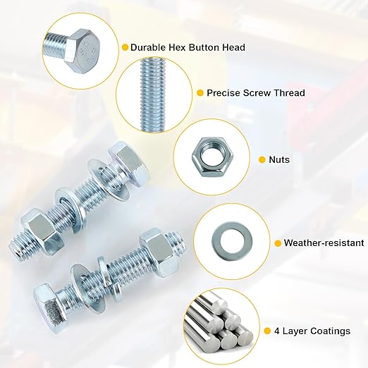 1004Pcs Grade 8.8 Metric Bolts Assortment, Hex Heavy Duty Bolts and Nuts Set, M6 M8 M10 (12mm to 45mm), Comes with 3 Bits（Zinc Plated）