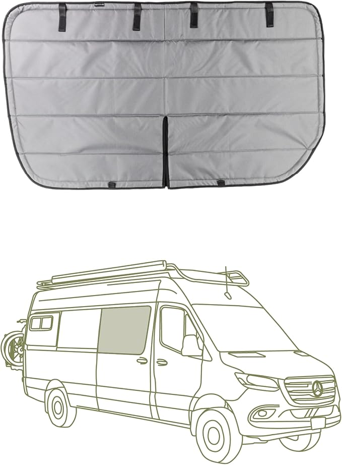 VanEssential Insulated Magnetic Blackout Window Cover Designed for Mercedes-Benz NCV3 & VS30 Sliding Door with Bare Metal Frame ONLY (Van Years 2007 to Current Year) - Cool Gray