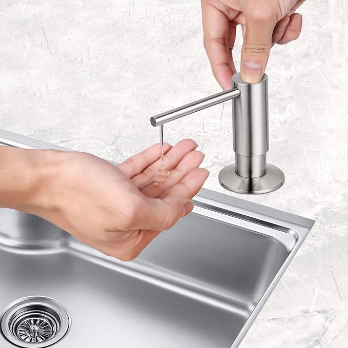 Samodra Sink Soap Dispenser, Metal Pump Head Liquid Lotion Countertop Kitchen Bathroom Soap Dispenser with 12 OZ PET Bottle