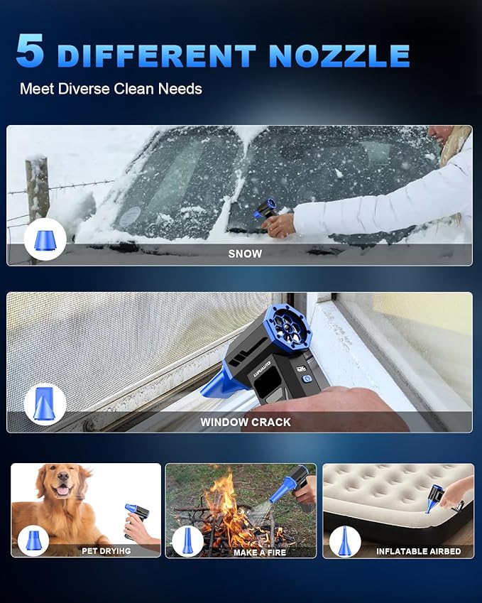 Compressed Air Duster, Super Power Turbo Fan, 130000RPM Electric Air Duster Violent Fan, 4 Gears Adjustable Turbo JetFan, Handheld Mini Blower for Computer, Keyboard, Outdoor, House and Car