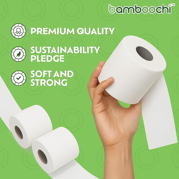 Bamboo Toilet Paper, Septic Safe Toilet Paper 2 Ply 12 Rolls 300 Sheets Per Roll, Soft Unscented Bath Tissue, RV Safe, Eco-Friendly, Non Chlorine, PFAS Free, Made in Canada