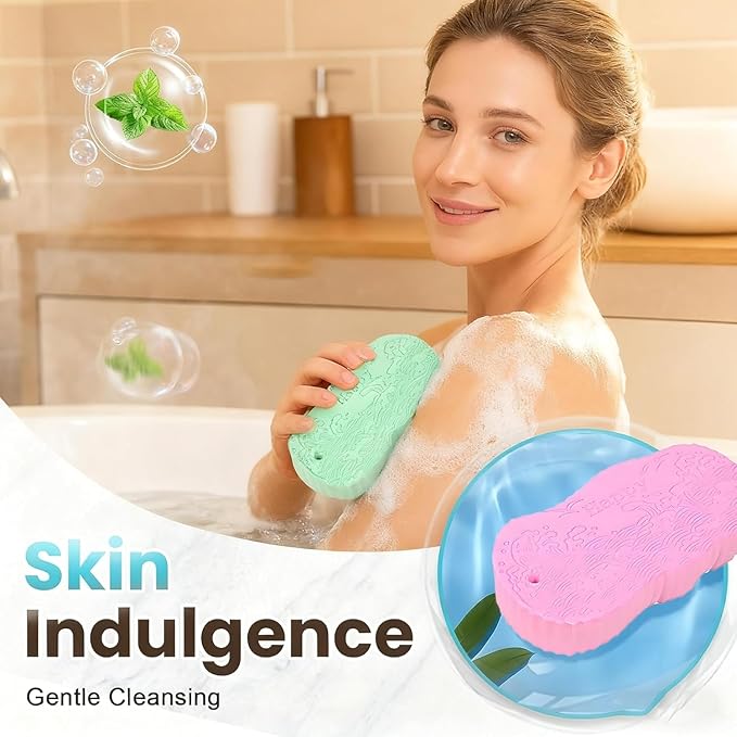 Magic Exfoliating Bath Sponge, 2026 Upgraded 3D Super Soft Exfoliating Bath Sponge Magic Exfoliating Body Scrubber, Shower Brushes for Adults Women and Men (B-2PCS)