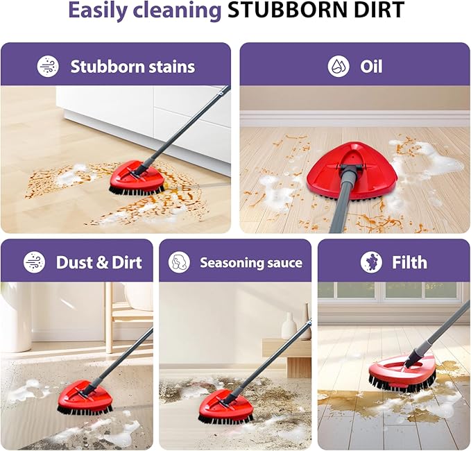 [2025 New Version] 2-Pack Oceda Scrubber Mop Heads for EasyWring 1-Tank System, Stiff-Bristle Brush Head with Built-in Scouring Pad for Deep Cleaning Floors and Tiles