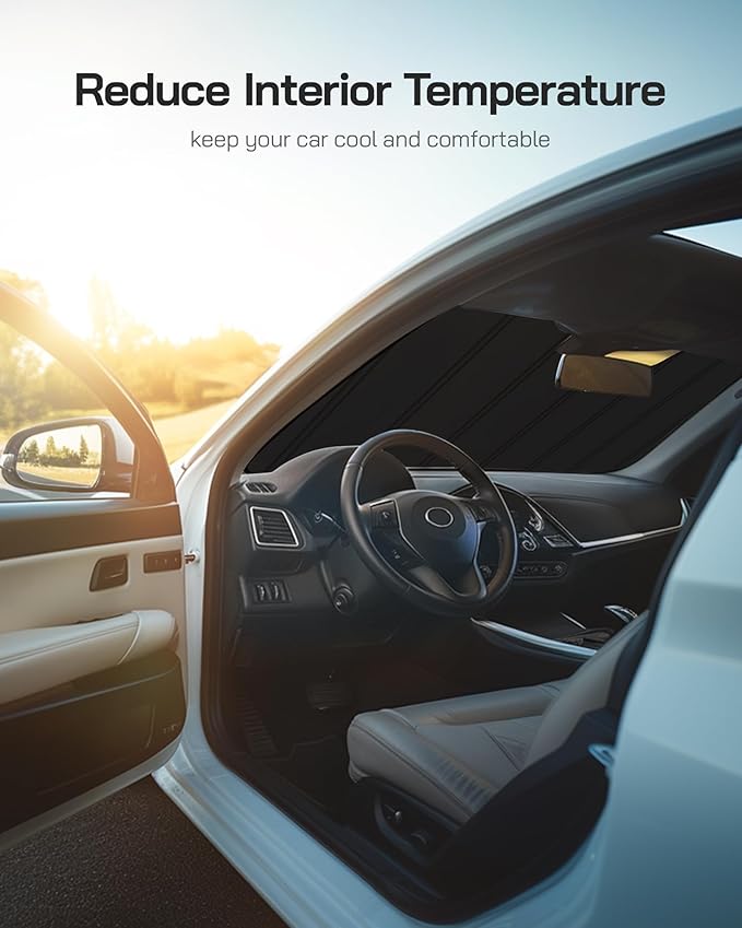 Windshield Sun Shade for 2007-2012 Nissan Sentra Sedan. Front Window Sunshade with Storage Bag