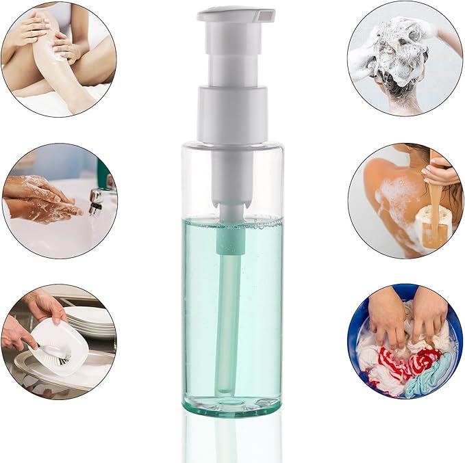 Cosywell Plastic Pump Bottles Dispenser Leak Proof 3.5oz/105ml 5 Pack Portable Empty Refillable Container Clear Plastic Lotion Pump Dispenser Bottle for Facial Cleansing Oil Shampoo Shower Gel