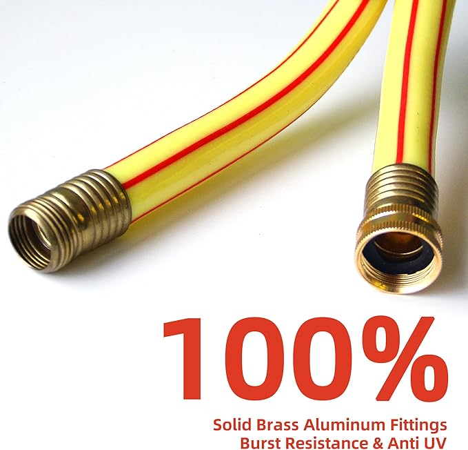 Short Leader Yellow Garden Hose 3/4 in. x 5 ft.-Kink Free, Leakproof, Male/Female, 400PSI Burst -Heavy Duty Durable Flexible Lightweight Water Pipe for Gardening, Lawn Care & Equipment Connection