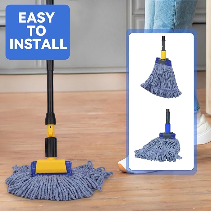 Commercial Heavy Duty Mop Heads Replacement for Rubbermaid: 6 Packs Industrial Wet Mop Head for Floor Cleaning - Cotton Commercial Products Wet Refills