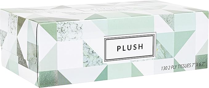 Plush Facial Tissues 130 Per Box Size 7" X 6.9" 2 Ply,Soft, Smooth, Great for Bathroom, Office, Store, School,Home, Kitchen, Or in Your Car & in Every Room (Family pack Pack of 8, 1040 Tissues total)