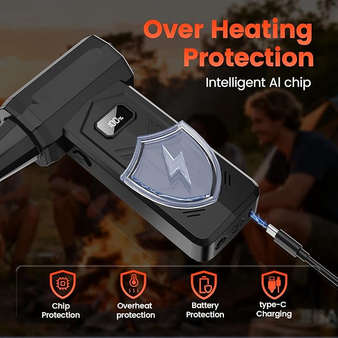 Compressed Air Duster,350,000RPM Turbo Jet Blower with LED Display and Light,4-Gear Adjustable Mini Air Broom,Electric Air Duster for Keyboard,PC,Car and Home,Replace Compressed Air Can (Black)