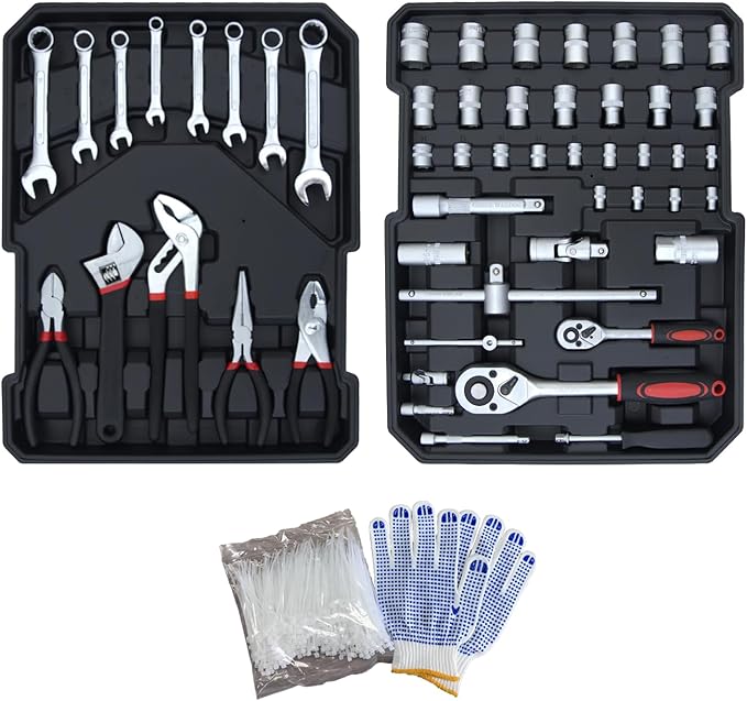678PCS Complete Home Tool Set Versatile Rolling Tool Kit for Professional Repair and Maintenance - Heavy and Duty Portable Tool Box with Wheels