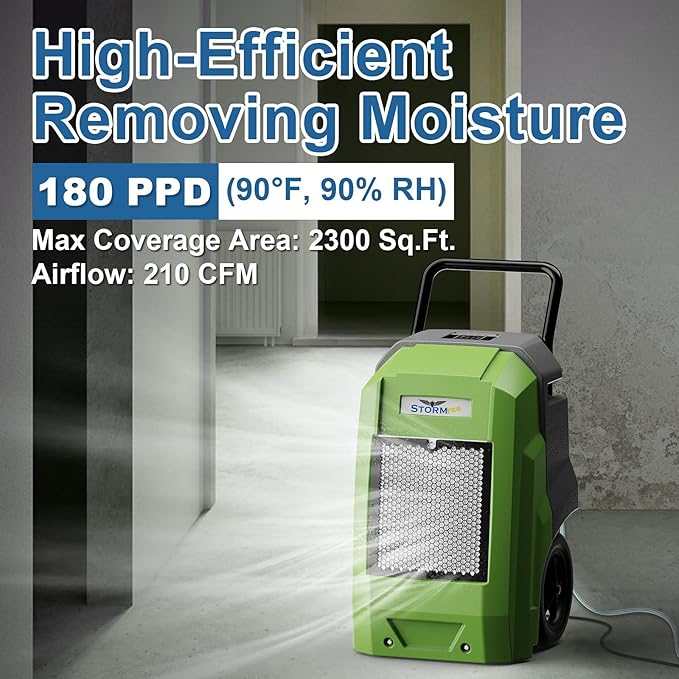 ALORAIR Storm Pro Commercial Dehumidifier 180 PPD, LGR Portable Dehumidifier with Pump, cETL Listed, 5 Years Warranty, LCD Display, for Clean-Up, Flood, Moisture