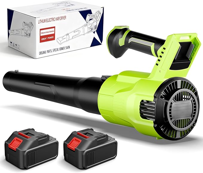 Cordless Leaf Blower, Electric Cordless Leaf Blower with 2 Batteries and Charger, 2 Speed Mode, Lightweight Blower for Blowing Leaves, Patio Cleaning, Blowers for Lawn Care and Dust