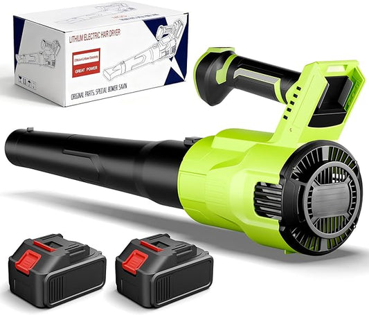 Cordless Leaf Blower, Electric Cordless Leaf Blower with 2 Batteries and Charger, 2 Speed Mode, Lightweight Blower for Blowing Leaves, Patio Cleaning, Blowers for Lawn Care and Dust