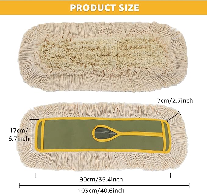 3 Pack Dust Mop Replacement Head, 36'' Dust Mops for Floor Cleaning Replacement Reusable Industrial Cotton Dust Mop Refill for Hardwood Floors, Ceramic, Marble, Tile