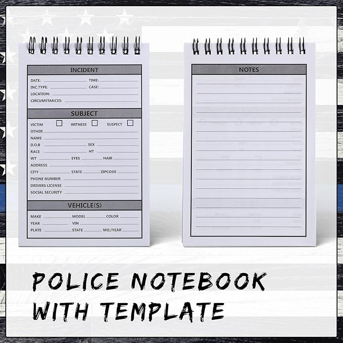Teling 24 Packs Public Safety Police Field Interview Notebook Report Notepad for Law Enforcement Officer Gifts Ticket Book Notebook Cop Interview Equipment Accessories, 70 Sheets/ 140 Pages
