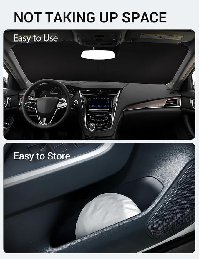 Proadsy Windshield Sun Shade for 2014-2019 Cadillac CTS Foldable Front Sunshade Protector Sun Visor Blocks UV Rays Keep Car Cooler