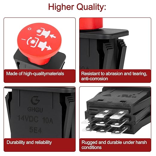 8 Terminals Pto Switch 10 AMP Mower Clutch Switch for Delta 6204 6201 Pto Switchs Compatible Hustler Dixie Chopper Husqvarna Mower Parts Classic RZT Pro Series SZT Pro Series Zee 2 RZT