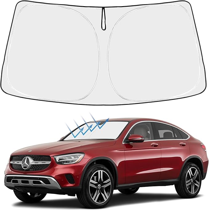 Proadsy 2025 Upgrade Front Windshield Sun Shade Foldable Sunshade Protector Custom Fit 2024-2016 Mercedes Benz GLC Winter Accessories