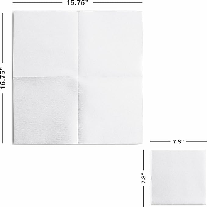 Linen-Feel Colored Paper Napkins - Decortive Cloth-Like WHITE Luncheon Napkins - Soft And Absorbent. For Kitchen, Party, Wedding, Dinner Or Any Occasion. (Pack of 50)