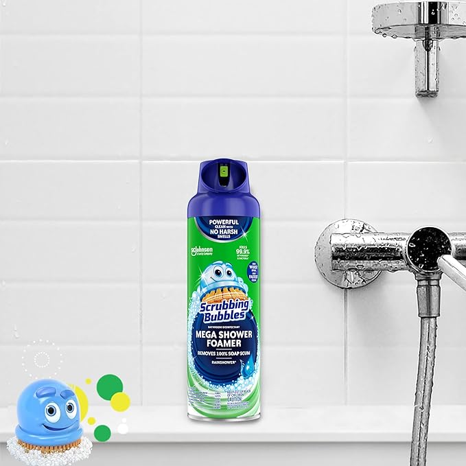 Scrubbing Bubbles Mega Bathroom and Shower Foamer Aerosol, Rainshower Scent, 20oz