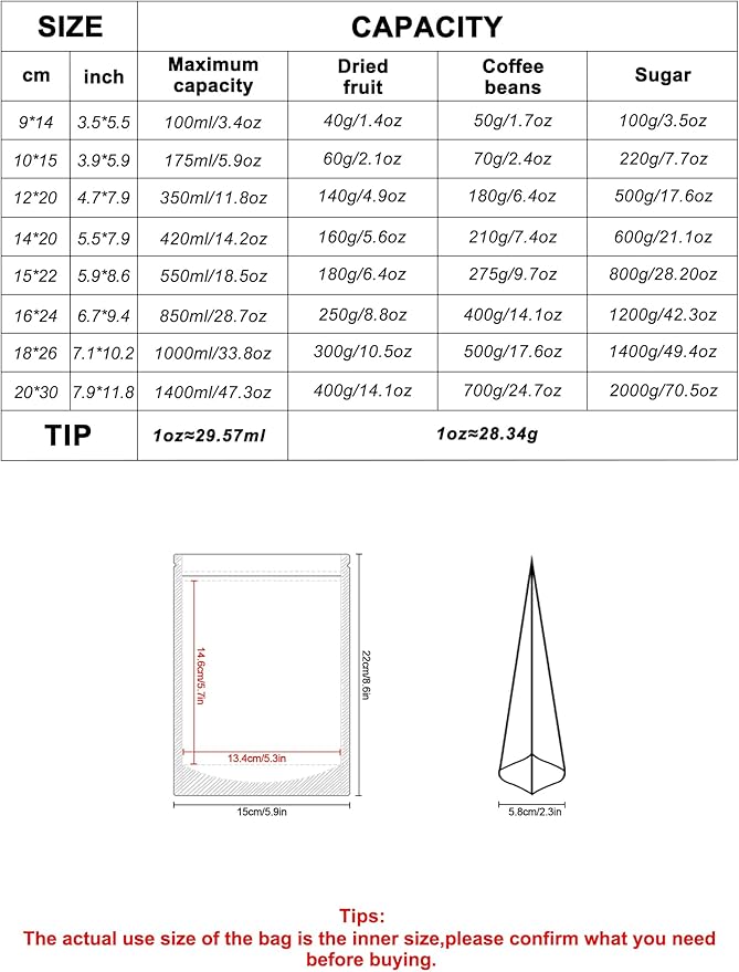 FireKylin 100 PCS Stand Up Pouches,5.9" x 8.6" Paper Bags With Window Clear Front Pouches Resealable Zipper Food Storage Brown