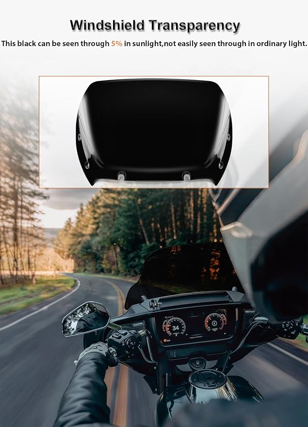 10" Wave Windshield Windscreen Wind Splitter Compatible with Harley Davidson Touring CVO Road Glide FLTRXSE 2023-up,CVO Road Glide ST FLTRXSTSE 2024-up,Road Glide FLTRX 2024-up (Black)
