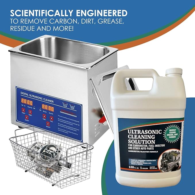 NORTHWEST ENTERPRISES Ultrasonic Cleaner Solution for Carburetors and Engine Parts. Concentrated Washing Compound for use in Ultrasonic Machines and Immersion Washers - Automotive Fluid (2 Gallons)