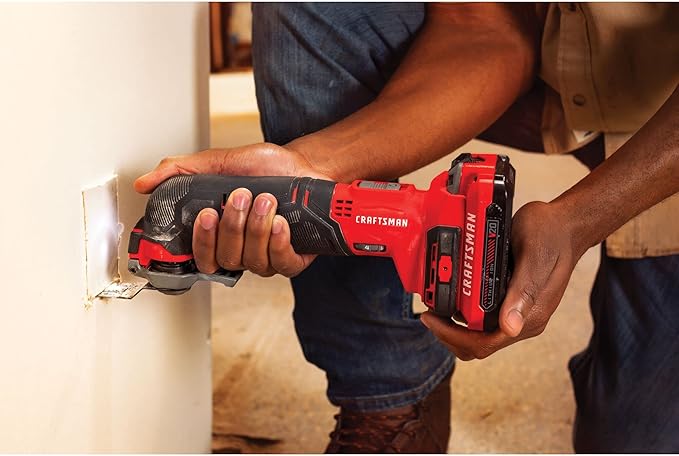 CRAFTSMAN V20 Cordless Oscillating Tool Kit Multi-Tool with Blades, Sand Paper, Battery and Charger Included (CMCE501D1)
