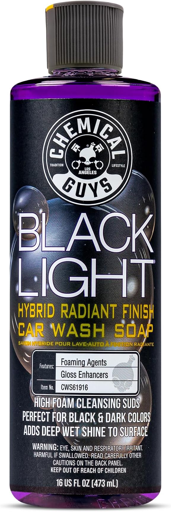 Chemical Guys CWS61916 Black Light Foaming Car Wash Soap(Works with Foam Cannons, Foam Guns or Bucket Washes)Safe for Cars,Trucks,Motorcycles,RVs&More,16 fl oz, Black Cherry Scent(packaging may Vary)