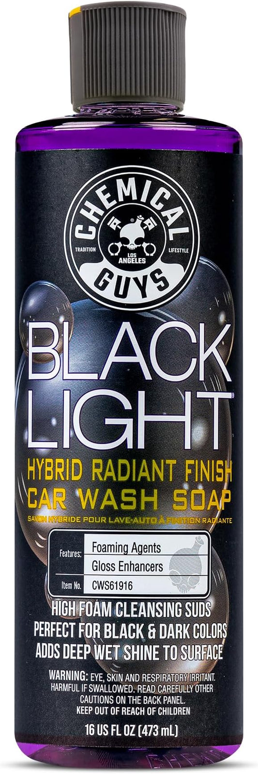 Chemical Guys CWS61916 Black Light Foaming Car Wash Soap(Works with Foam Cannons, Foam Guns or Bucket Washes)Safe for Cars,Trucks,Motorcycles,RVs&More,16 fl oz, Black Cherry Scent(packaging may Vary)