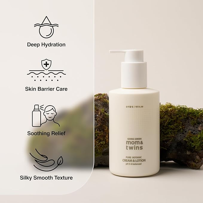 CREAM & LOTION – Organic Korean 2‑in‑1 Baby Face & Body Lotion, Gentle Deep Moisturizer with Vitamin C for Sensitive Skin, Soothing Hydration (7.1 fl oz / 210 g)