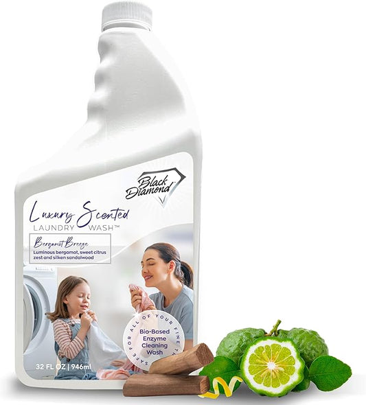 Black Diamond Stoneworks Bergamot Breeze Luxury Scented Laundry Wash, Premium Quality Detergent, Superior Cleaning Performance, Long-Lasting Fragrance, 1-Quart.