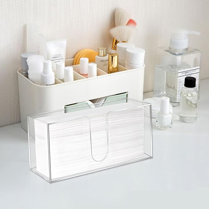 2 Pack Acrylic Paper Towel Holder Clear Napkin Holder Countertop Dispenser Napkin Storage Box for Z-fold C-fold or MultiFold Trifold Paper Towels for Bathroom Kitchen Restaurant