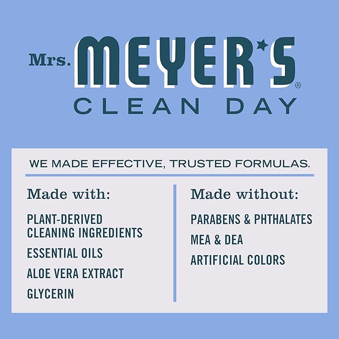 MRS. MEYER'S CLEAN DAY Liquid Dish Soap, Biodegradable Formula, Bluebell, 16 fl. oz - Pack of 3