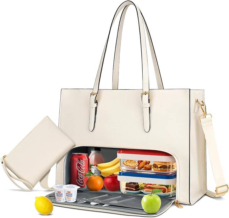 KKXIU Lunch Tote Bag for Women 15.6 Inch Laptop Briefcase Professional Work Purse with Insulated Lunch Compartment Handbags