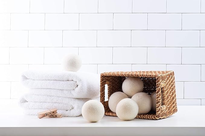 Woolzies Wool Dryer Balls Organic: Our Big Wool Spheres are The Best Fabric Softener | 6-Pack XL Dryer Balls for Laundry is Made with New Zealand Wool-Grey