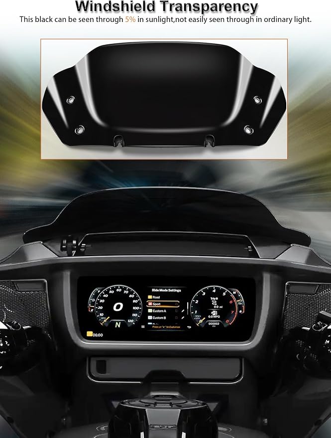 8" Wave Windshield Windscreen Wind Splitter Compatible with Harley Davidson Touring CVO Street Glide FLHXSE 2023-up,Street Glide FLHX 2024-up & FLXHU 2025-up (Black)
