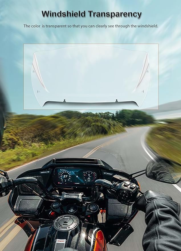 9" Wave Windshield Windscreen Wind Splitter Compatible with Harley Davidson Touring CVO Road Glide FLTRXSE 2023-up,CVO Road Glide ST FLTRXSTSE 2024-up,Road Glide FLTRX 2024-up (Clear)