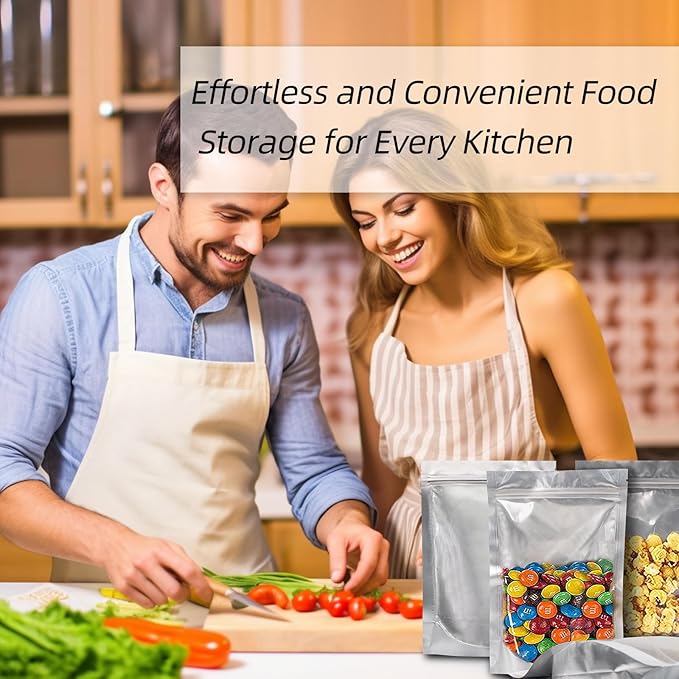 1/2 Pint 30 Packs Mylar Bags For Food Storage, 5"x 7" Mylar Bags With Window, Freeze Dried Candy Bags, Reusable Storage Bags For Food, Mylar Food Storage Bags for Long Term Food Storage