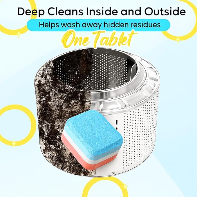 Washing Machine Cleaner Tablets – 24 Pack 1 Year Supply Deep Clean Washer Cleaning Tablets for Front & Top Load HE Machines, Removes Odor & Residue, Lavender Fresh Scent, Septic Safe