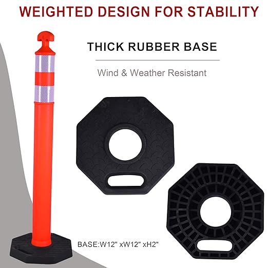 OrangeStar 3 Pack 42 Inch Traffic Cones with Heavy Duty Rubber Base – Reflective Orange Safety Delineators for Road Construction, Parking Lots & Crowd Control, 42" Tall
