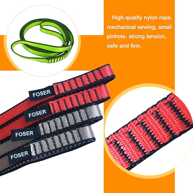 FOSER 18mm Nylon Climbing Sling Runner, 23KN Nylon Rope,Apply to Rock Climbing, Mountaineering, Hiking, Downhill, Emergency Equipment, etc