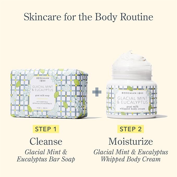 Beekman 1802 Glacial Mint & Eucalyptus Goat Milk Soap - Scented - 9 oz - Cleanses, Nourishes & Hydrates - Certified Microbiome Friendly - No Irritation - Good for Sensitive Skin