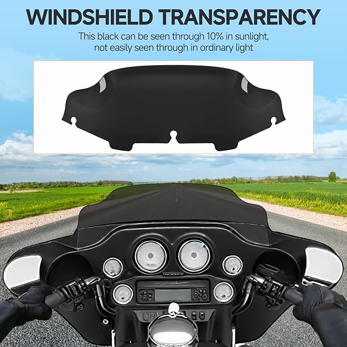 Motorcycle 6 inch Windshield Windscreen Windshield Fit For 1996-2013 Harley Davidson Touring Street Glide Electra Glide Tri Glide Flht Flhx Flhtk Flhtc Flhtcu, Black